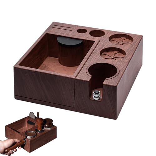 CEVYEA Estacion de Cafe Multifuncional para 51/54/58 mm Tamper Espresso, Distribuidor, Soporte Portafiltro + Base Accesorios para Cafe - Set para Cafe Barista Profesional con Almacenamiento Integrado