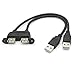 Seadream Dual USB 2.0 Male to Female Extension Cable 30cm with Screw Panel Mount Holes primary