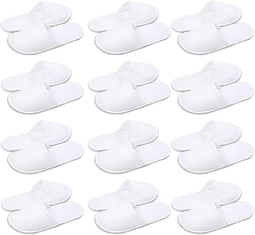 12 Pairs Disposable Spa Slippers Fluffy Closed Toe Spa Slippers