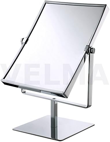 VELMA - AE108 - Two-sided cosmetic mirror / magnifying mirror / men's shaving mirror / make-up mirror - 3x magnification + normal size - can be turned in all directions - high-gloss chromed brass - no plastic - 100% rust-free - premium quality!