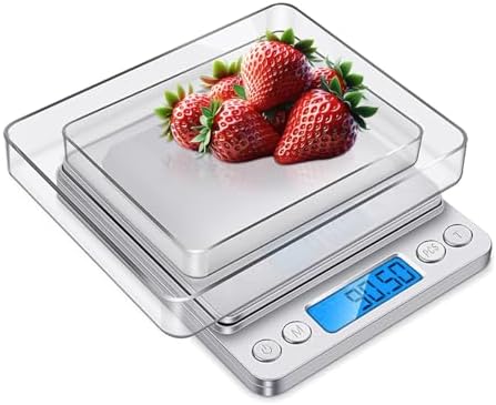 Bilancia Da Cucina Digitale Aleilan 3000g/0.1g – Alta Precisione, LCD Retroilluminato, Acciaio Inox, Con 2 Vassoi E Batterie Incluse - 6