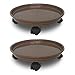 JzNova 2 Pack of Plant Pallet Caddy with Wheels, Round Flower Pot Mover, Indoor Rolling Planter Dolly on Wheels, Outdoor Planter Trolley Tray Coaster, Brown
