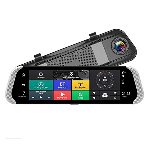 TOOGOO 10 Inch 3G Car Rearview Mirror Dvr Camera Dual Lens Android 5.1 Dash Cam App Adas Warning Bluetooth Dual Lens G-Sensor Dvr