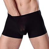 TONSEE Men Sexy U-shaped Ice Silk Boxer Brief Underwear (L, Black)