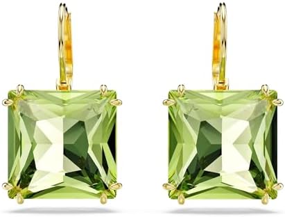 Pendientes Millenia, Talla cuadrada, Verdes, Baño tono oro