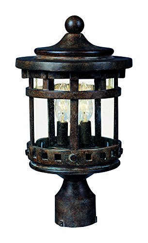 Maxim 3137CDSE Santa Barbara Cast 3-LT Outdoor Pole/Post Lantern, Sienna Finish, Seedy Glass, CA Incandescent Incandescent Bulb , 60W Max., Dry Safety Rating, Standard Dimmable, Frosted Glass Shade Material, Rated Lumens