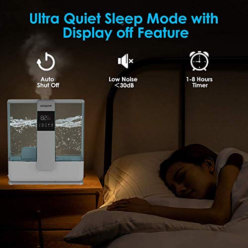 BOYON Cool Mist Humidifier 5L, Top Fill Humidifier with Humidistat, Remote Control, 3 Mist Settings and Auto Shut-Off, Humidifier for Large Room, Quiet Operation, Easy to Clean