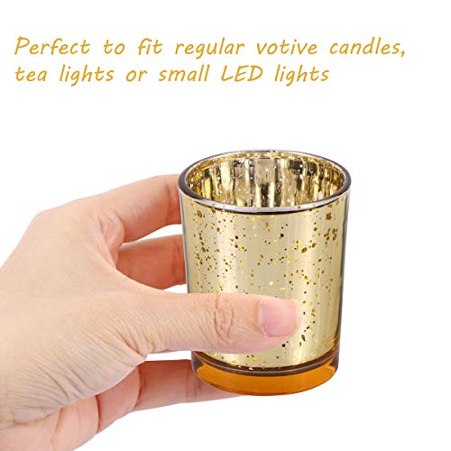 Harapu Votive Candle Holders Mercury Glass Tealight Candle Cup Holder Bulk for Wedding Decor and Home Decor, Pack of 12 - Thumbnail 3