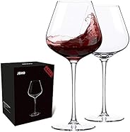 Hand Blown Italian Style Crystal Burgundy Wine Glasses - Lead-Free Premium Crystal Clear Glass - Set of 2 - 21