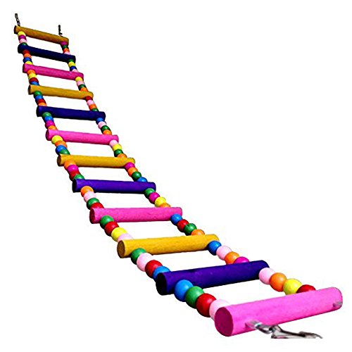 image for Longpro Rainbow Ladder Bird Play Toy, 12-Step Ladders Wooden Crawling 