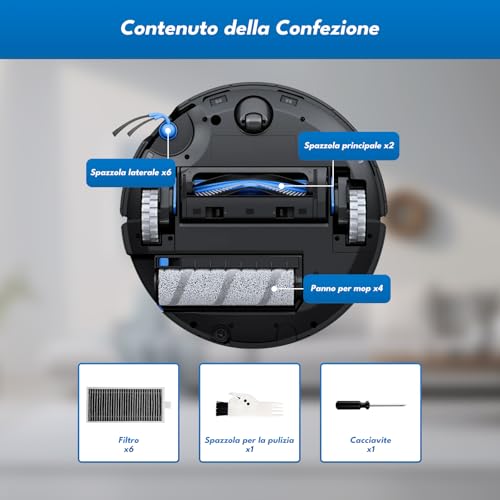 20 x 11 OmniCyclone Accessories for ECOVACS DEEBOT X11 OmniCyclone/X11 Pro Omni Robot Vacuum Cleaner: 2 Main Brushes, 6 Side Brushes, 6 Filters, 4 Washing Rollers