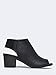 Peep Toe Bootie - Low Stacked Heel - Open Toe Ankle Boot Cutout Velcro Enclosure