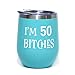 I'm 50 | 12 Ounce Stainless Steel Insulated Wine Tumbler Sippy Cup with Lid | Birthday Idea | Turning 50