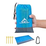 S.K.L Outdoor Beach Blanket Waterproof Pocket Blanket Sand Proof Ground Cover Compact Picnic Mat for Camping Travel Hiking Festival Sports Durable Tarp with Loops Bag