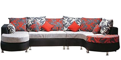 Lifestyle Solutions Zikras Multicolor Sal Wood 5 Seater L-Shaped Sofa Set For Living Room