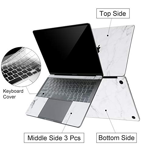 Digi-Tatoo 4-in-1 MacBook Skin Decal Sticker Compatible with Apple MacBook Air 13 Inch 2018 Release (Model A1932), Full Body Protective, Removable and Anti-Scratch, Fresh Marble