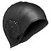 OTOO Adult Long Hair Swim Cap,Waterproof,Durable Silicone Swimming Caps for Curly Hair Unisex Children Woman and Men (Black1)