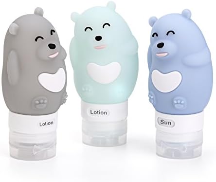 Travel Bottles,Lovely Bearlike Leak-Proof Food-Grade Silicone Travel Bottles Set (3 Packs), Airline Approved Carry-on of 2.8oz