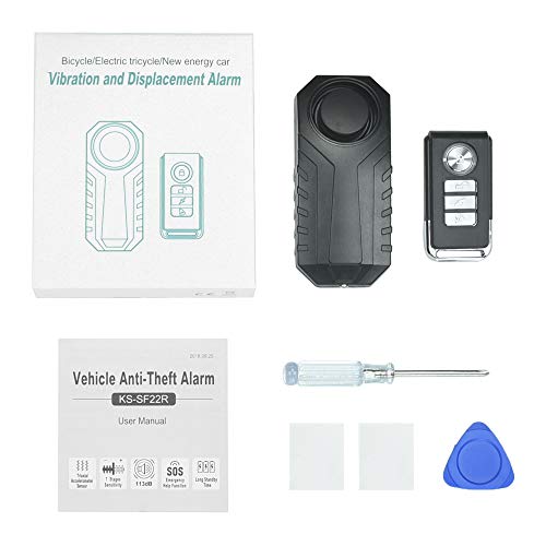 WiHoo 113dB Wireless Motorcycle Bike Alarm,Security Vehicel Anti-Theft Vibration Alarm Bicycle Alarm IP 55 Waterproof with Remote Adjustable Sensitivity Windows/Door Alarm Vibration Sensors (Black)