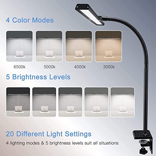 PHIVE LED Desk Lamp, Architect Clamp Task Table Lamp, 20W Super Bright