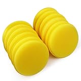 Sunnyglade 12PCS 4" Car Wax Applicator/Round Shaped Sponge/Cars Wax Applicator Foam Sponge Ultra-Soft Cleaning Tool (Yellow x12)