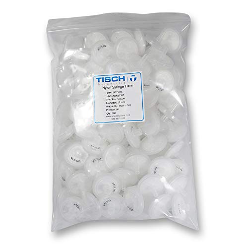 Tisch Brand SF15156 Nylon Syringe Filter, 5.0um, 25mm, 1/pk/100 per Pack | Wettability: Hydrophilic | Maximum Operating Temperature: 100 Degrees C | Burst Pressure (psi): 87 |