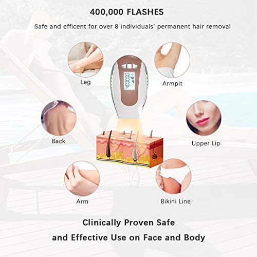 Bosidin Permanent Hair Removal Facial & Body Hair Removal for Women and Men Home Use, 400,000 Flashes Professional IPL Hair Removal System