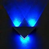 COOLWEST 3W LED Wall Sconces Blue Light Fixture Hardwired for Theater Studio Store Hall Porch Corridor Bedside Bedroom Triangle Shape Decorative Lights
