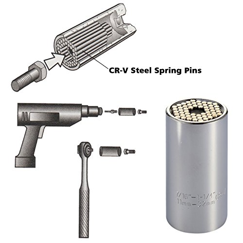 Universal Socket, EvZ Professional 11-32mm Multi-Function Ratchet Wrench Grip Power Drill Adapter Tools DIY Gift for Men Him Husband Dad Father Handyman Women