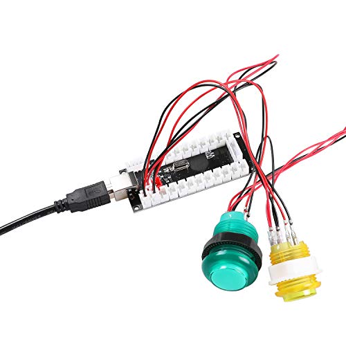 Hikig 2 Player DIY Parts Kit, LED Arcade Buttons 8 Ways Joystick and Zero Delay USB Encoder for Raspberry Pi & Windows Video Games Machine, Color: Yellow+Green