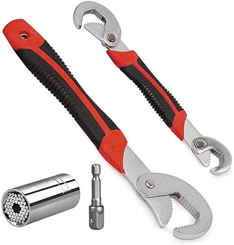INHEMI Adjustable Wrench Set,2 Pcs Universal Wrench Spanner, Quick Snap and Soft Grip