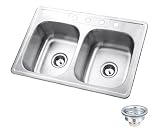 Kingston Brass KK33228DBN Carefree 304 Grade Stainless Steel Self-rimming Double Bowl Kitchen Sink