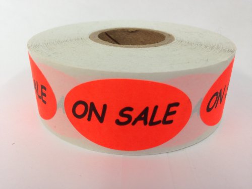 1 Roll 500 Labels .875 x 1.5 inch Oval Bright Red ON SALE Food Retail Package Labels Stickers
