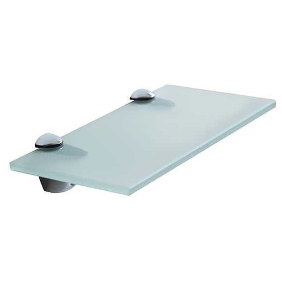 Melko Glasablage, Glasregal ideal für Bad, Dusche und zur modernen Dekoration mit Halterung aus Edelstahl 40 x 10 x 0,8 cm, M