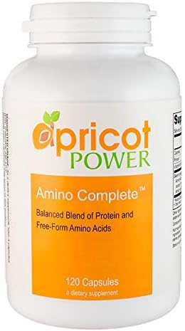 Apricot Power Amino Complete Supplement Helps Maintain Healthy Arginine Levels, Immune Function, Respiratory Health, Muscle Growth, Vascularity, Weight Control & Boost Stamina - 120 Capsules
