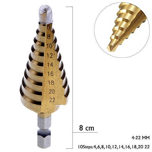 Kinbelle Hex Titanium Step Cone Drill Bit Hole 4-22mm HSS 4241 For Sheet Metal Tool