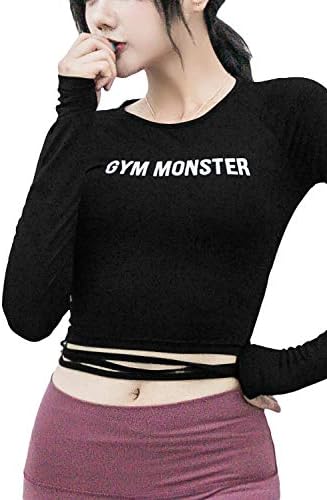 Mflying Women's Space Dye Long Sleeve Quick Dry Crew Neck Running Shirt for Workout Hiking Yoga Gym Sport