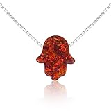 Red Opal Hamsa Hand Necklace - 15 to 22 Inch