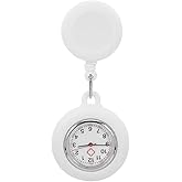 UKCOCO Retractable Clip-on Nurse Watch with Quartz Movement Silicone Cover Lightweight Unisex Pocket Watch for Nurses and Doc