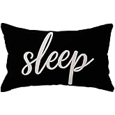 ULOVE LOVE YOURSELF Sleep Lumbar Throw Pillow Covers Farmhouse Rustic Decorative Rectangular/Waist Pillowcases 12 x 20 Inch Decor Cushion Covers Housewarming Gifts (Black)