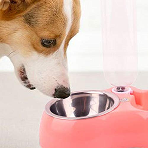 LeSharp Pets Public Accessories, Self-Dispensing Gravity Pet Feeder and Waterer,Dogs & Cats Double Feeder Bowl Stainless Steel Bowl Automatic Water Dispenser- Pink - Thumbnail 5
