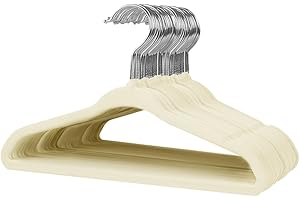 Stormix Baby Clothes Hangers 30 Pack, Kids Velvet Hangers Non-Slip, Clothes Hangers with Shoulder Notches for Toddler Children Cream