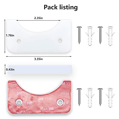 FEATCH 2 Pack Shower Curtain Rod Mount Holder, Universal Acrylic 3M Adhesive Wall Mount Holder for Shower Curtain Rod (Shower Curtain Rod Not Included) (White)