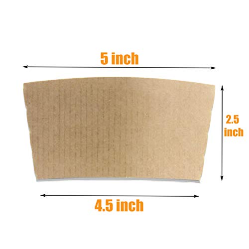[125 Pack] Kraft Coffee Cup Sleeves Brown Disposable Corrugated