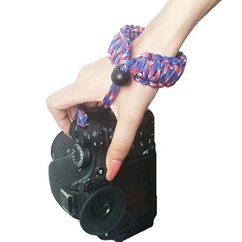 PCTC Adjustable Cannon Sony Nikon Camera Safety Hand Grip Wrist Strap 550 Paracord Bracelet for Digital Camera Mirrorless Compact System DSLR Cameras, Binoculars and Other Hand Held Items yellow+white