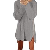 Kinghard Autumn Winter Women Side Zip Chunky Knitted Baggy Sweater Jumper