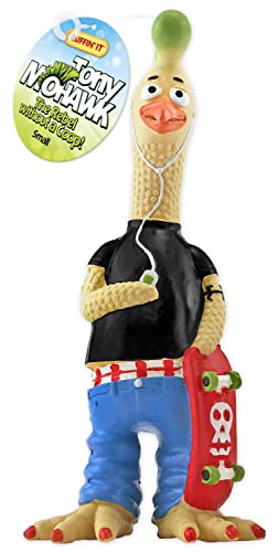Ruffin' It Tony Mohawk Durable Latex Chicken Dog Toy, Small