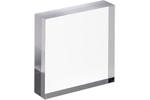CiaoHER 1in Thickness 4in Square Acrylic Cube Display Block Clear Polished Pedestal Stand Riser Solid Base 4" x 4" x 1", 1 Pack