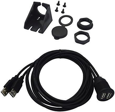 BITOO USB Panel Flush Mount Cable- 2 Meter 6.6FT Dual USB 2.0 Extension USB Mount, Dash Mount, Flush Mount, Panel Mount Cable, For Car, Boat, Motorcycle