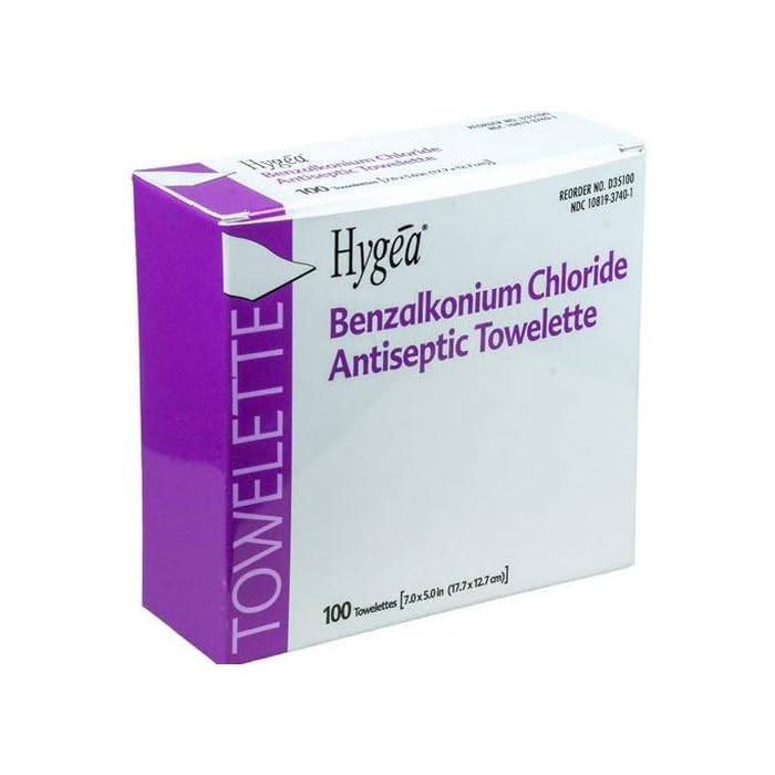 Antiseptic Towelettes, w/Benzalkonium Chloride, 100 per Box